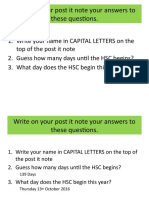 Write On Your Post It Note Your Answers To These Questions