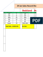 Bedsland Beds-Shop AMZ DBD: 29 Jan Sales Record Sheet