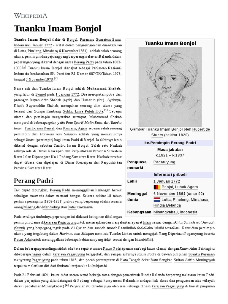 Tuanku Imam Bonjol | PDF | Sejarah