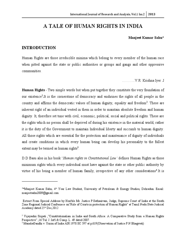 essay on human rights in india pdf