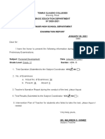 Tomas Claudio Colleges Basic Education Department SY 2020-2021 Senior High School Department Examination Report JANUARY 29, 2021