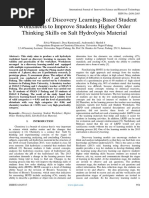 Development of Discovery Learning-Based Student Worksheets To Improve Students Higher Order Thinking Skills On Salt Hydrolysis Material