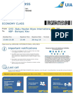 Economy Class: GYD - Baku Heydar Aliyev International, Baku KBP - Borispol, Kiev