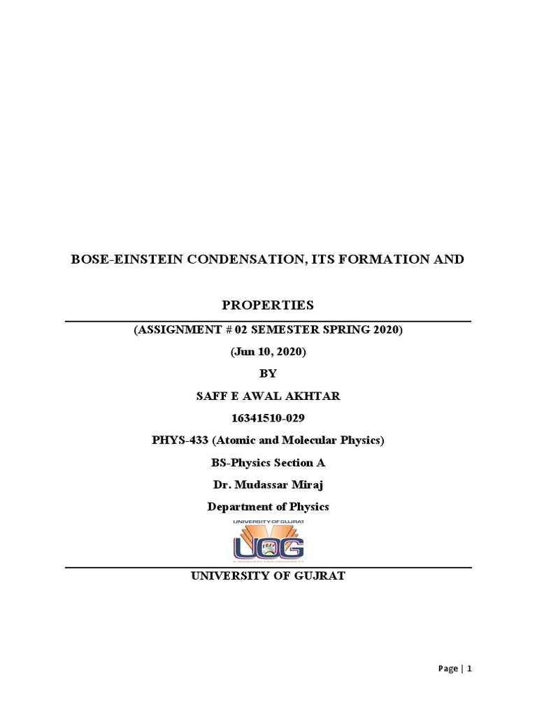 Bose Einstein Condensation | PDF | Atoms | Particle Physics