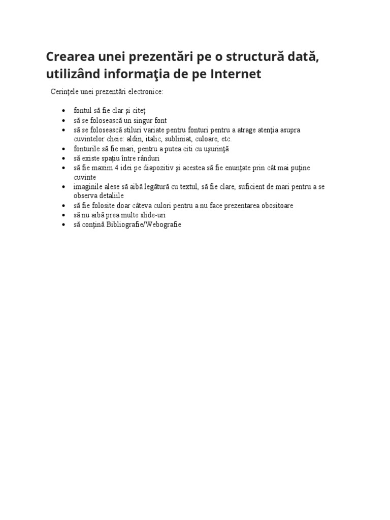 Crearea Unor Prezentari Pe o Structura Data Utilizand Informatii de Pe ...