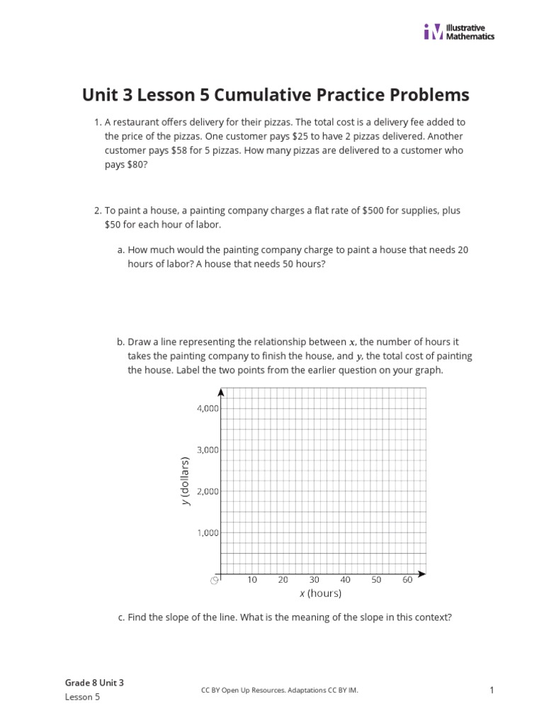 Unit 3 Lesson 5 Cumulative Practice Problems | PDF