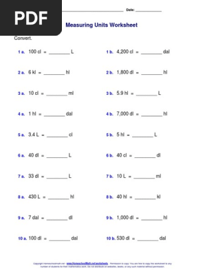 Measuring Capacity Worksheet Pdf