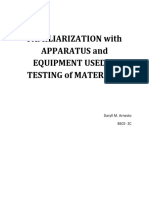 Familiarization With Apparatus and Equipment Used in Testing of Materials