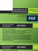 Fundamentals of Entrepreneurship: FEBRUARY 3, 2021