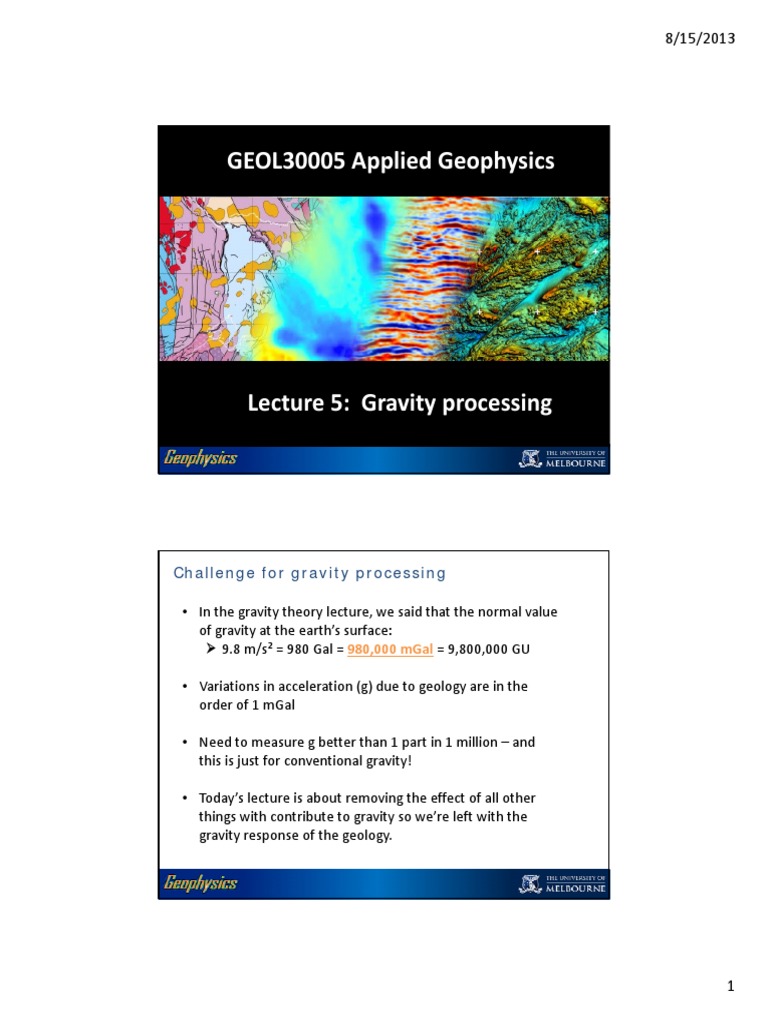 Gravity Processing in Geophysics | PDF | Latitude | Gravity