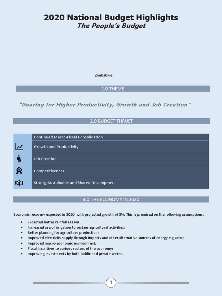 2020 National Budget Highlights | PDF | Government Budget Balance | Taxes