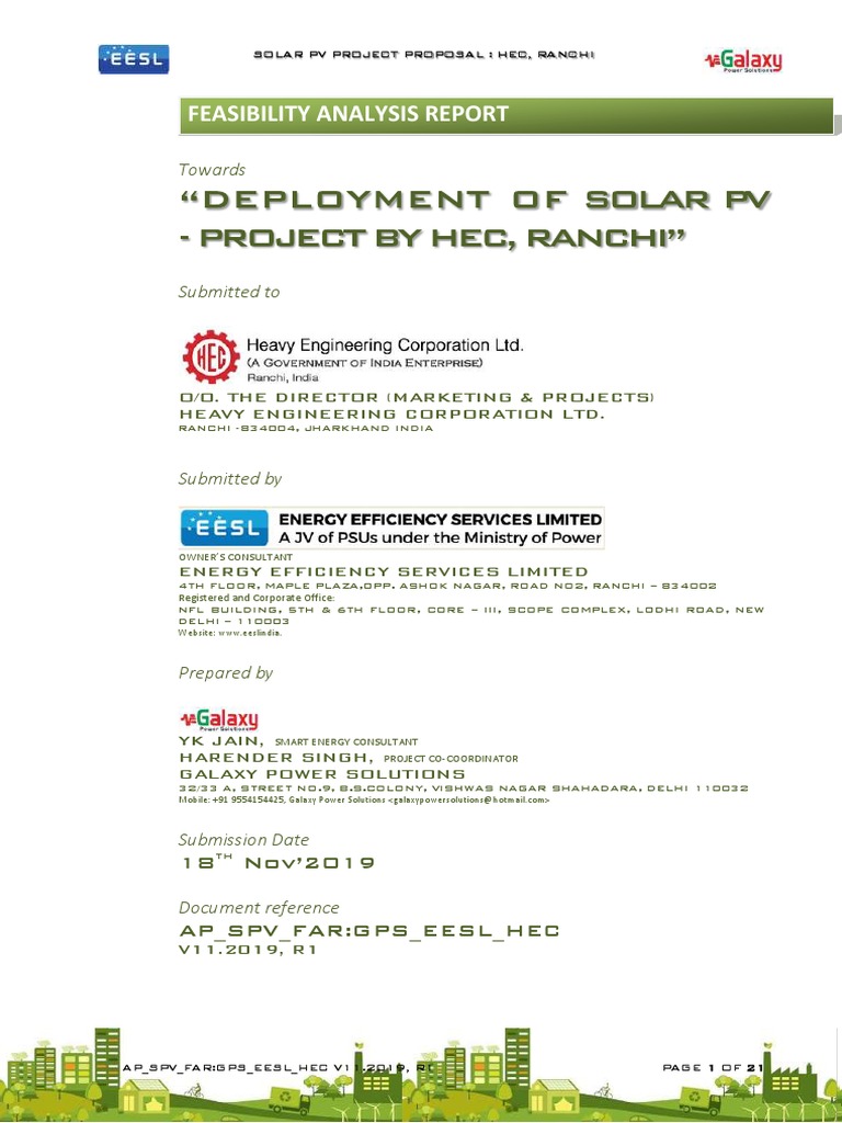 Solar PV Feasibility Report for HEC | PDF | Solar Power | Photovoltaic ...