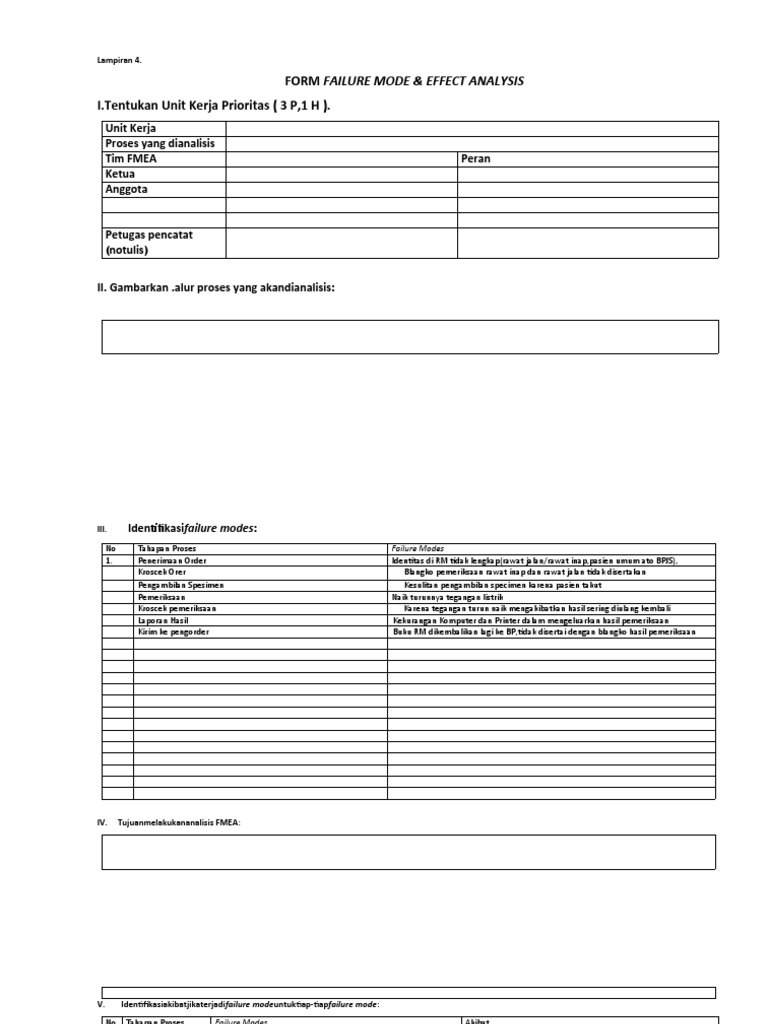 Analisis Kegagalan Form FMEA | PDF