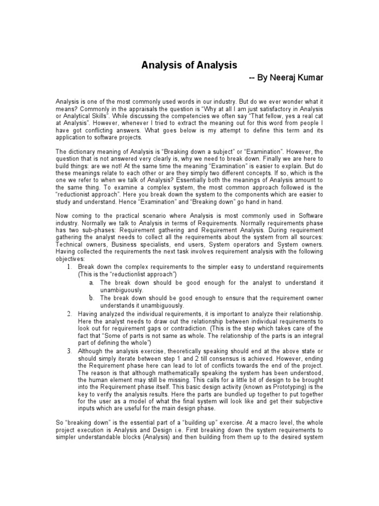 Understanding Analysis in Software Projects | PDF | Software ...