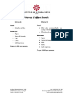 Menus Coffee Break
