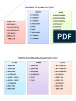 Jadwal Mata Pelajaran