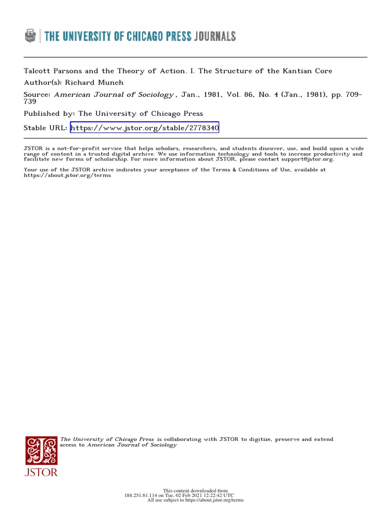 Talcott Parsons and The Theory of Action. I. The Structure of The ...