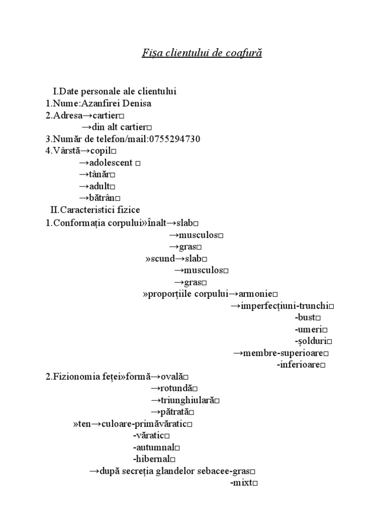 Fisa Clientului 1 | PDF