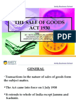 The Sale of Goods ACT 1930: Amity Business School