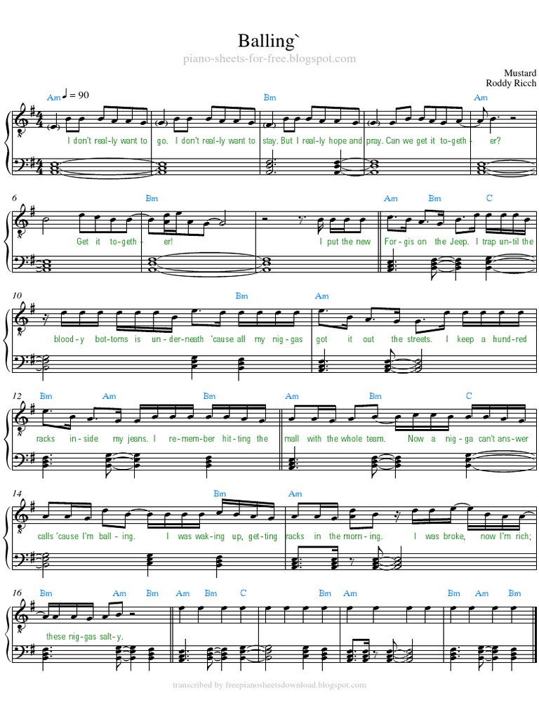 Ballin' Sheet Music and Lyrics | PDF
