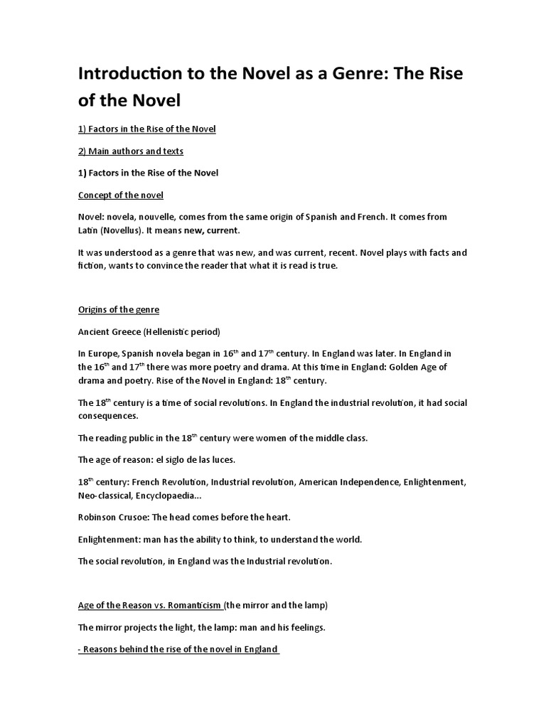 Novel's Rise & Key Authors | PDF