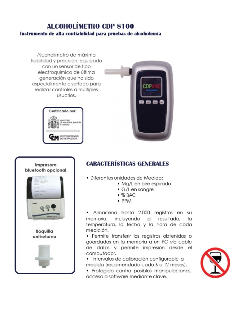 Alcoholímetro CDP-012 ALCO-PREVENT con sensor reemplazable