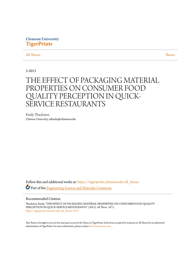 The Effect of Packaging Material Properties On Consumer Food Qual PDF