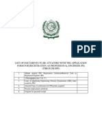 List of Documents To Be Attached With The Application Form For Registration As Professional Engineer (Pe) (Through Epe)
