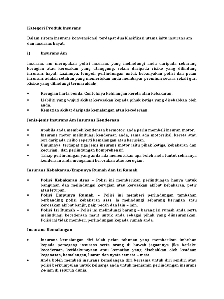 Kategori Produk Insurans Pdf