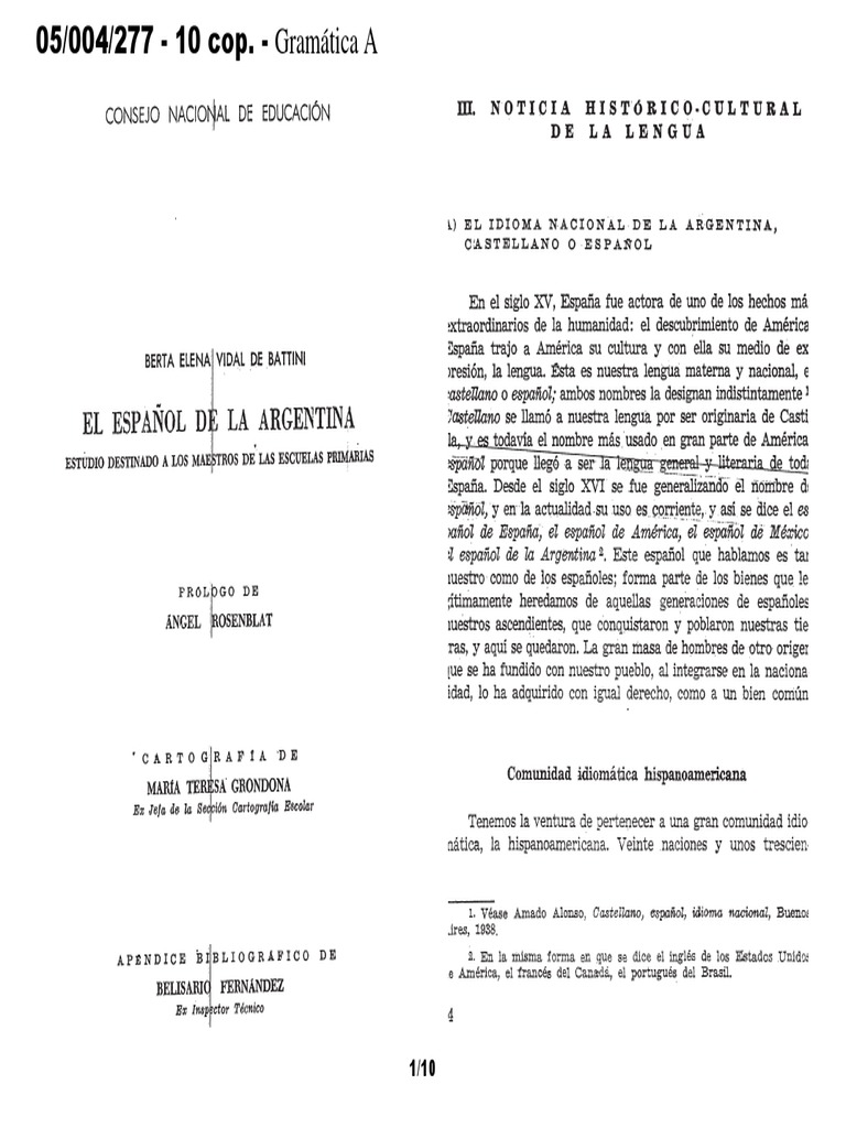Argentino En Ingles Como Se Dice VIDAL BATTINI - El Español de La Argentina (Selección) | PDF