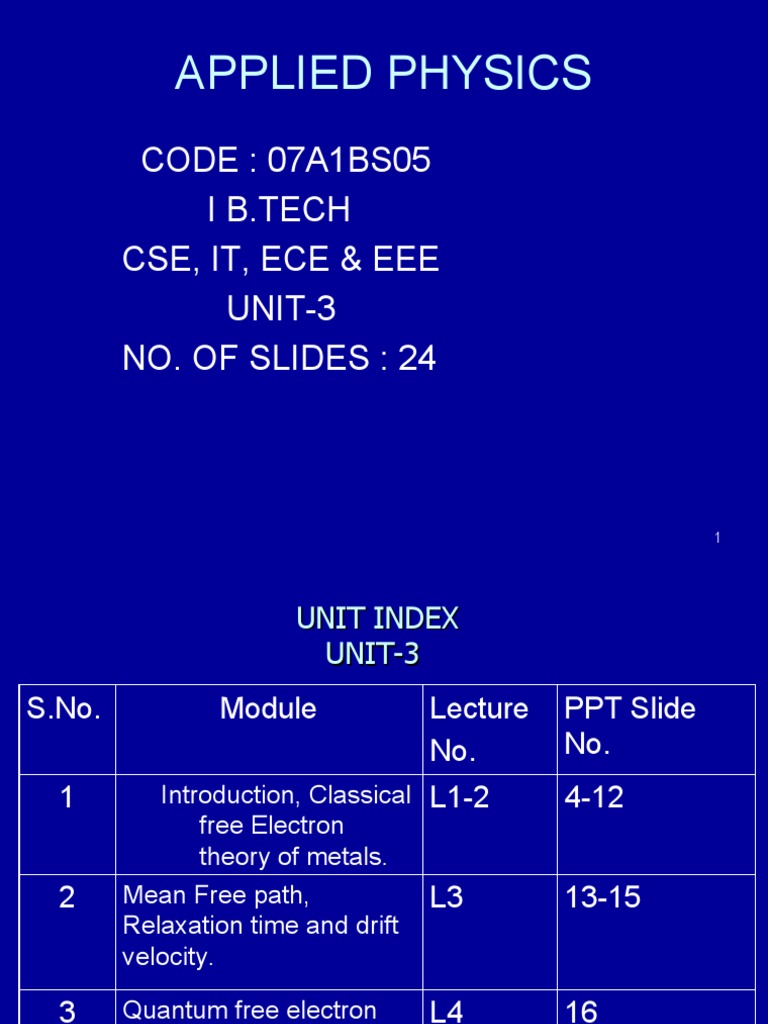 Free Electron Theory of Solids Overview | PDF | Electrical Resistivity ...
