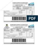 Secretaría Distrital de Movilidad: para Garantizar Óptima Lectura Imprimir en LÁSER Volante de Pago