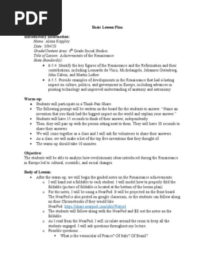 lesson plan- renessiance achievements
