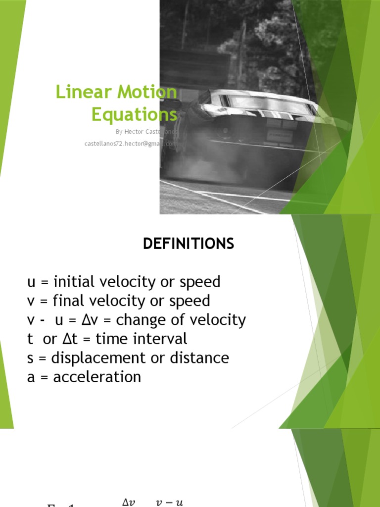 Linear Motion Equations 2020 PDF