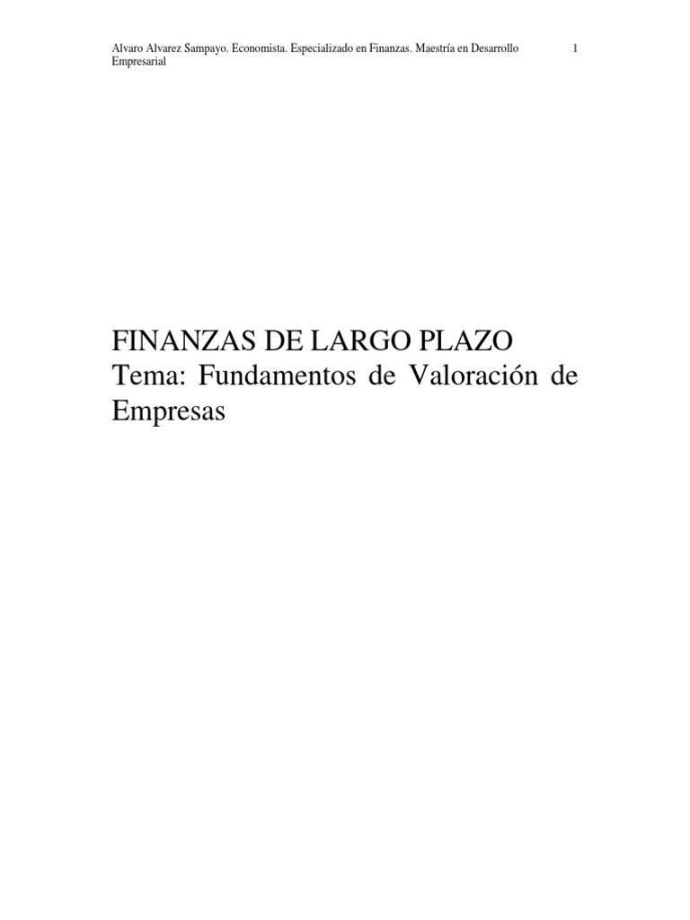 Fundamentos de Valoración de Empresas | PDF | Flujo de caja descontado ...