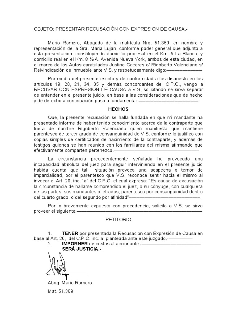 Recusación de Juez por Parentesco | PDF | Política | Derecho
