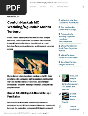 Contoh Naskah Mc Wedding Ngunduh Mantu Terbaru Pdf