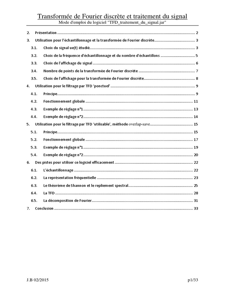 Utilisation de TFD pour le traitement du signal | PDF | Transformation ...