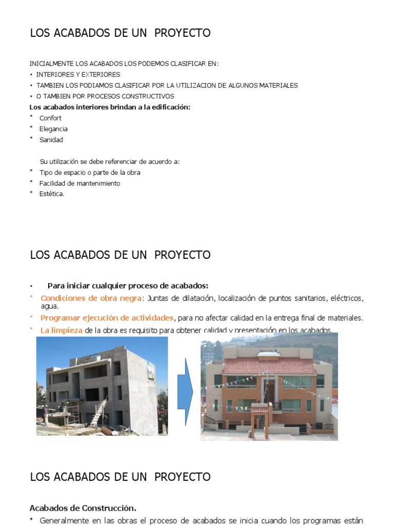 CLASIFICACION DE LOS ACABADOS - 1a Parte | PDF | Pintar | Yeso