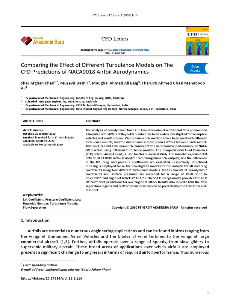 Comparing The Effect of Different Turbulence Models On The CFD ...