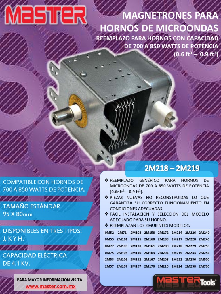 Magnetrones para Microondas 700-850W | PDF | Bienes manufacturados ...