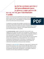 El Problema de Las Acciones Previas y Las Etapas Del Procedimiento para Infracciones Graves y Muy Graves de La Ley 30714