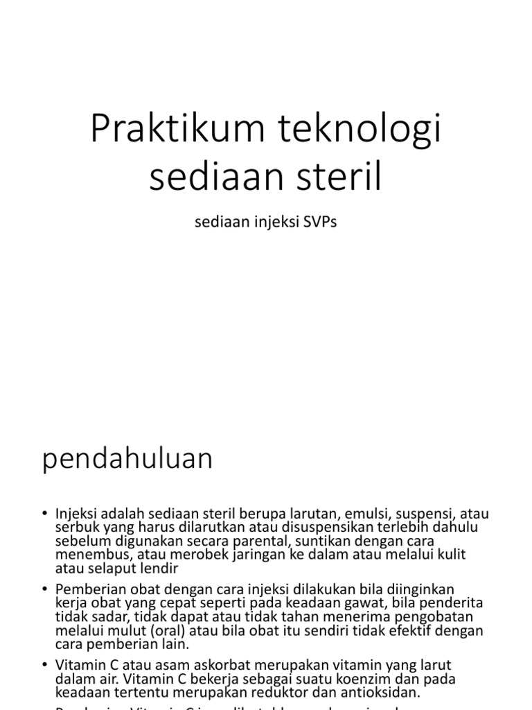 Pembuatan Sediaan Injeksi Vitamin C | PDF