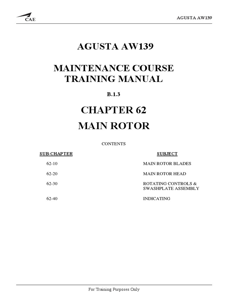 Main Rotor: Agusta Aw139 Maintenance Course Training Manual | PDF ...