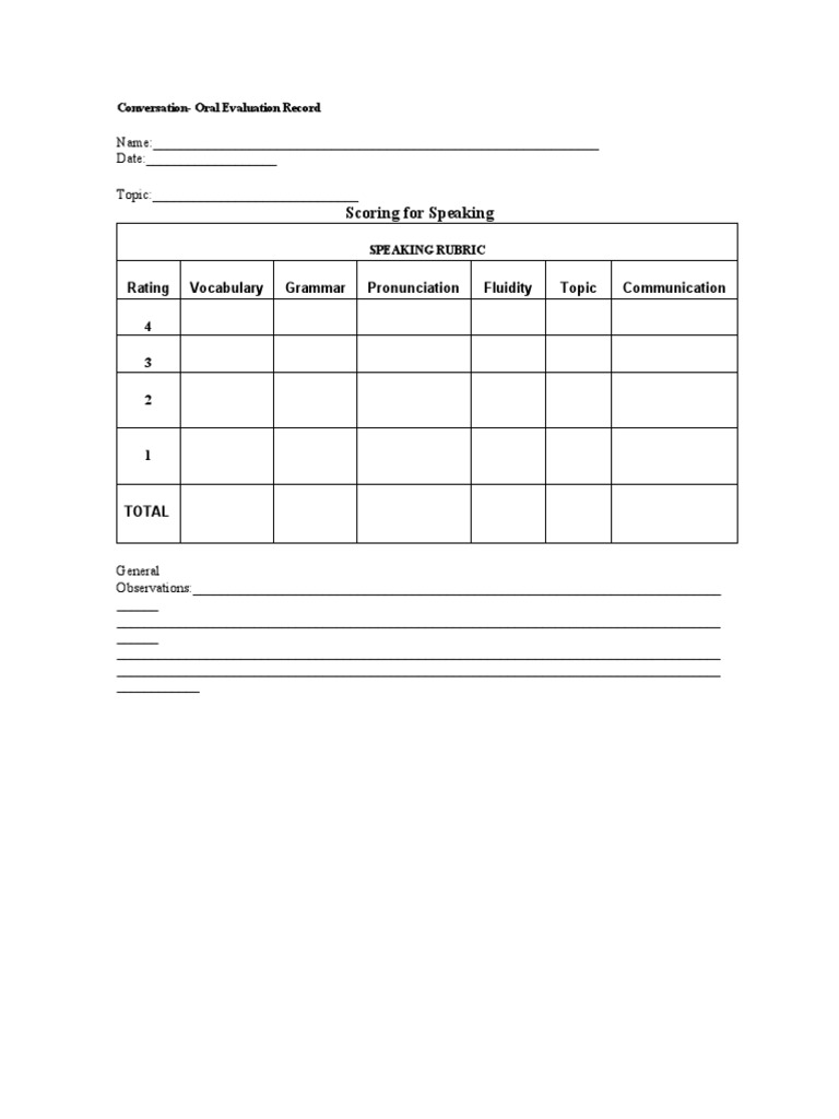 Conversation Oral Evaluation | PDF