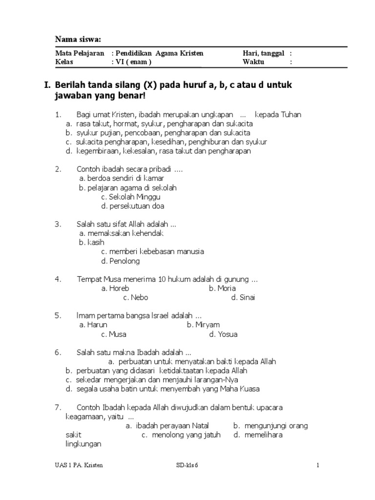 Agama Kristen Kelas 6 Pdf