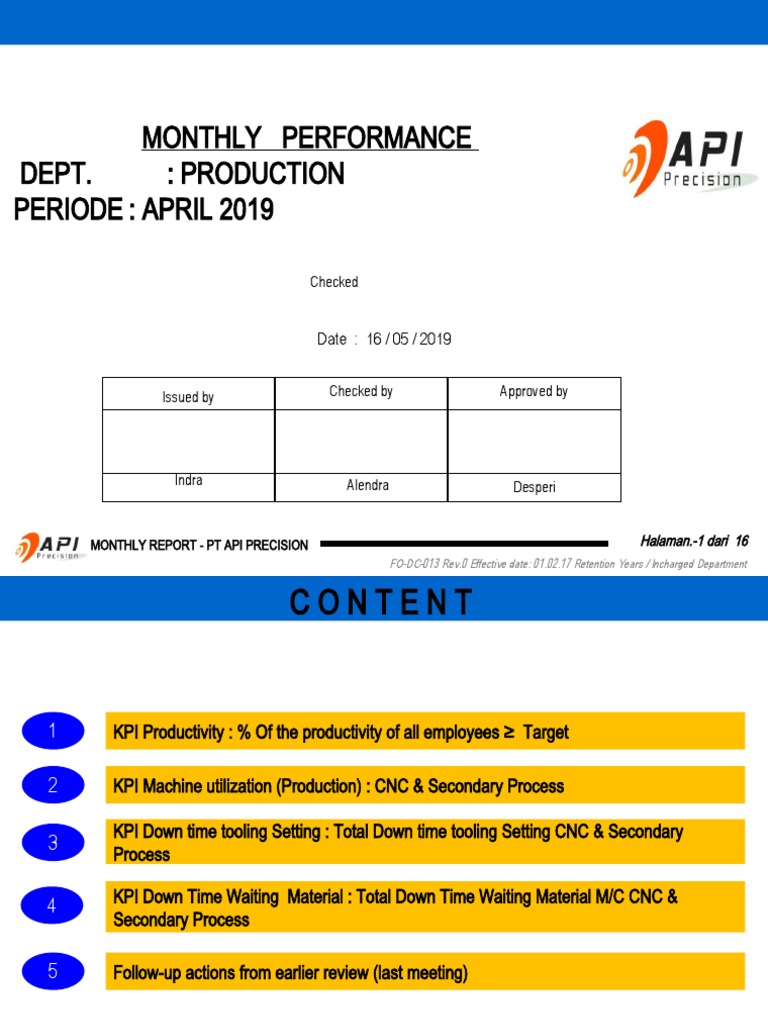 April 2019 Production Performance Report | PDF | Production And ...