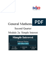 General Mathematics: Second Quarter Module 2a: Simple Interest