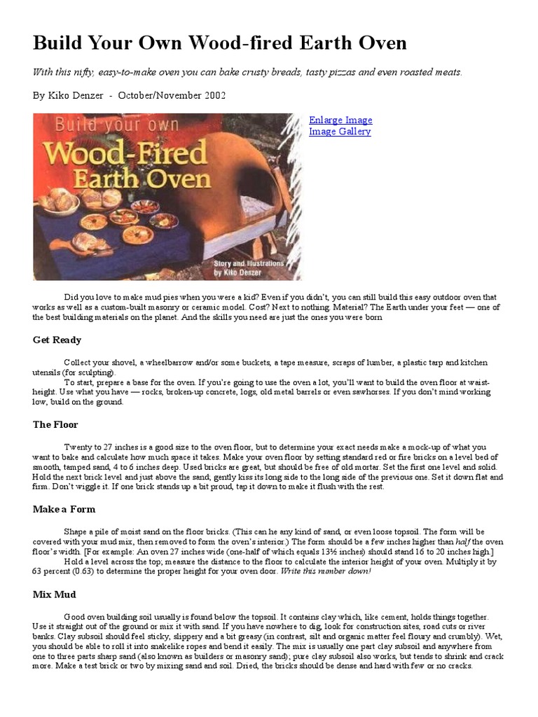 Build Your Own Woodfired Oven PDF Baking Roasting