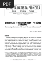 REVISTA BATISTA PIONEIRA - O SIGNIFICADO DO NÚMERO DA BESTA